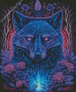 Blue And Purple Wolf Diamond Painting