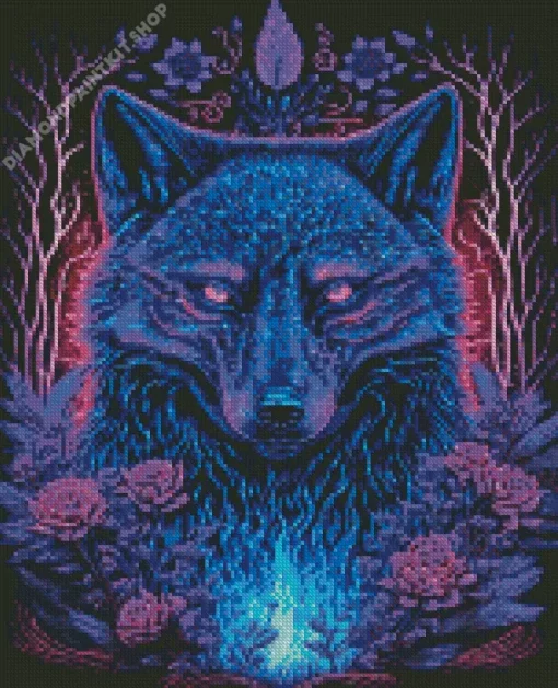 Blue And Purple Wolf Diamond Painting