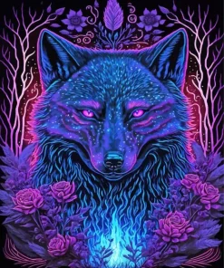 Blue And Purple Wolf Diamond Painting