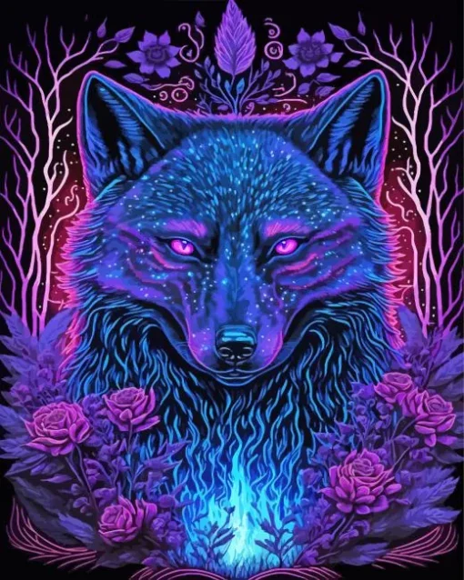 Blue And Purple Wolf Diamond Painting