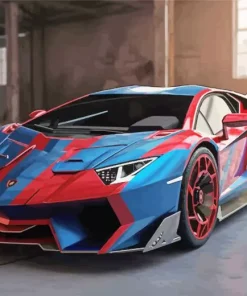 Blue And Red Car Diamond Painting