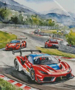 Blue And Red Cars Diamond Painting