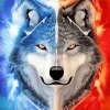 Blue And Red Fire Wolf Diamond Painting