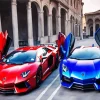 Blue And Red Lamborghini Diamond Painting