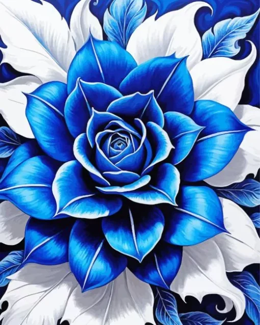 Blue And White Flower Diamond Painting