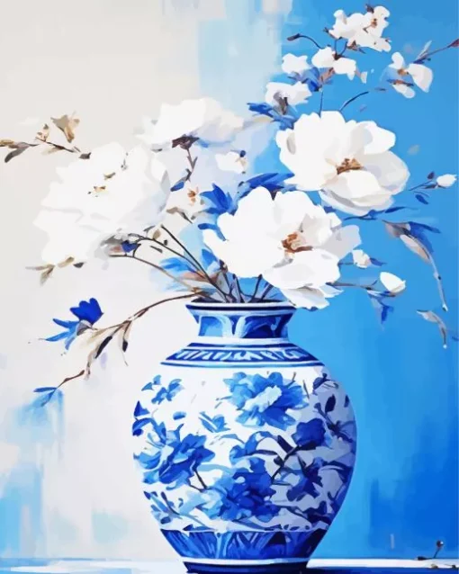 Blue And White Flower Vase Art Diamond Painting