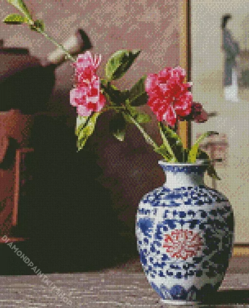 Blue And White Flower Vase Diamond Painting