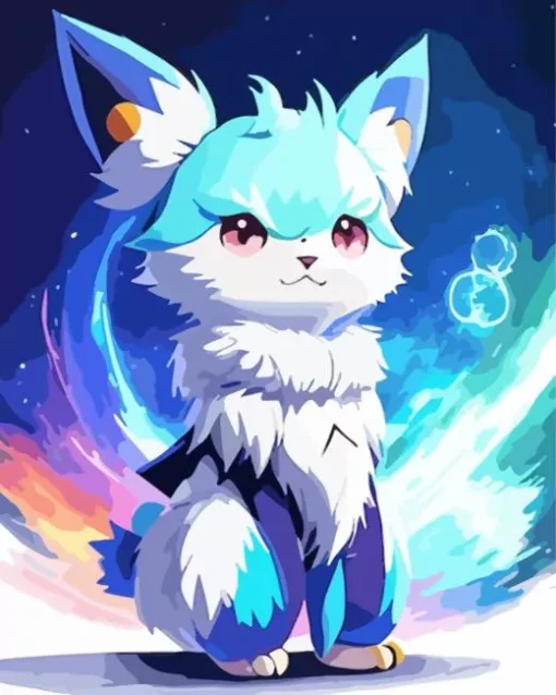 Blue And White Fox Pokemon Diamond Painting