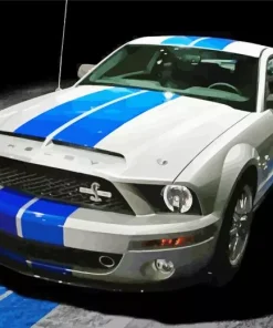 Blue And White Mustang Diamond Painting