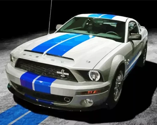 Blue And White Mustang Diamond Painting