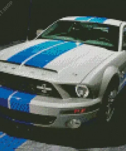 Blue And White Mustang Diamond Painting