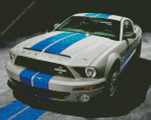 Blue And White Mustang Diamond Painting