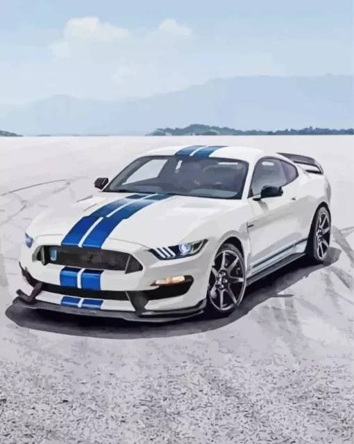 Blue And White Mustang Car Diamond Painting