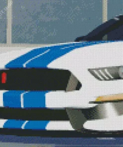 Blue And White Mustang Sport Car Diamond Painting