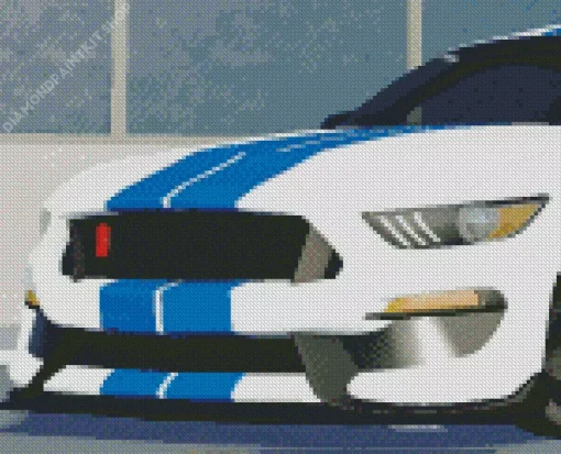 Blue And White Mustang Sport Car Diamond Painting