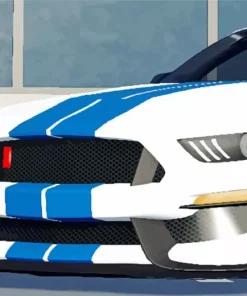 Blue And White Mustang Sport Car Diamond Painting