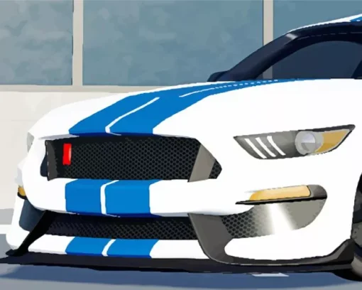 Blue And White Mustang Sport Car Diamond Painting