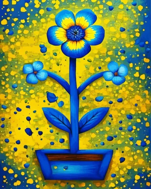 Blue And Yellow Flower Diamond Painting