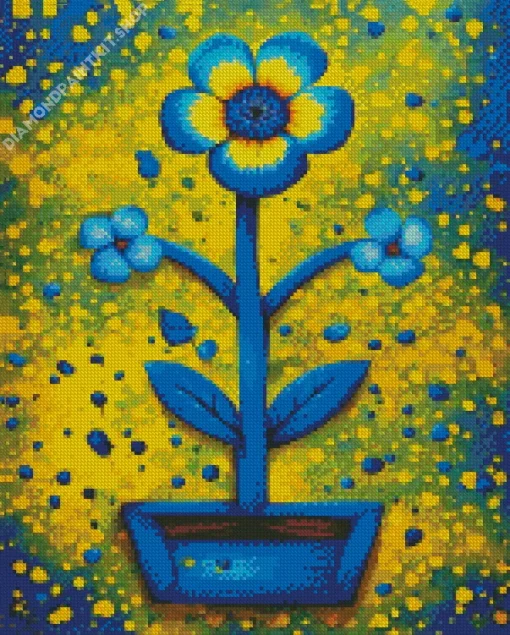 Blue And Yellow Flower Diamond Painting