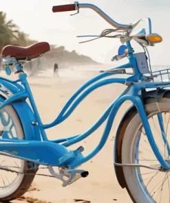 Blue Bike In Beach Diamond Painting