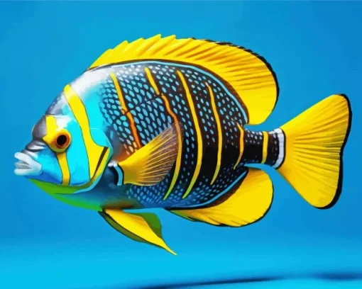 Blue Black And Yellow Fish Diamond Painting