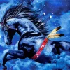 Blue Black Horse Diamond Painting