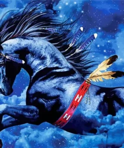 Blue Black Horse Diamond Painting