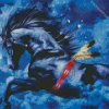 Blue Black Horse Diamond Painting