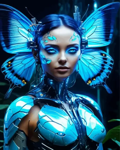 Blue Butterfly Girl Diamond Painting