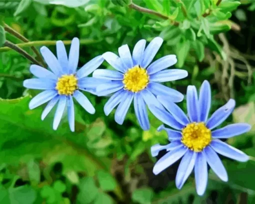 Blue Chamomile Flowers Diamond Painting