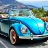 Blue Convertible Beetle Car Diamond Painting