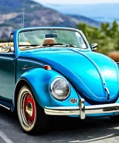 Blue Convertible Beetle Car Diamond Painting