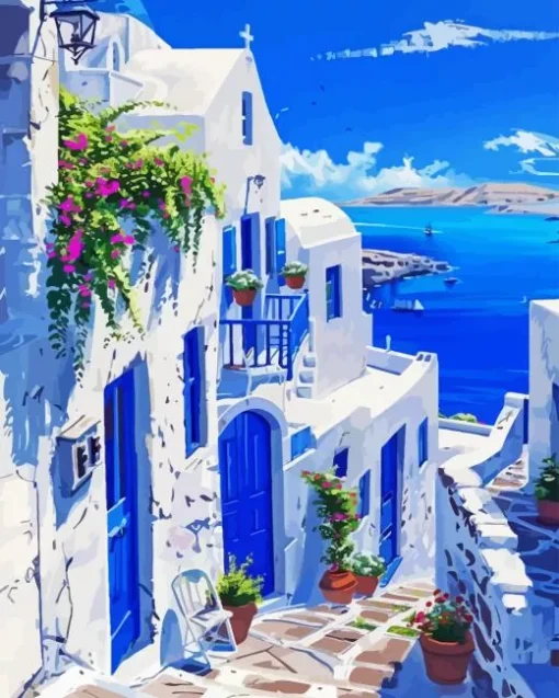 Blue Door Greece Diamond Painting