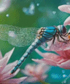 Blue Dragonfly On Flower Diamond Painting