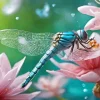 Blue Dragonfly On Flower Diamond Painting