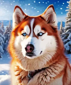 Blue Eyed Brown Husky Diamond Painting