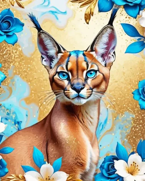 Blue Eyed Caracal Cat Diamond Painting