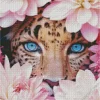 Blue Eyed Leopard And Flowers Diamond Painting