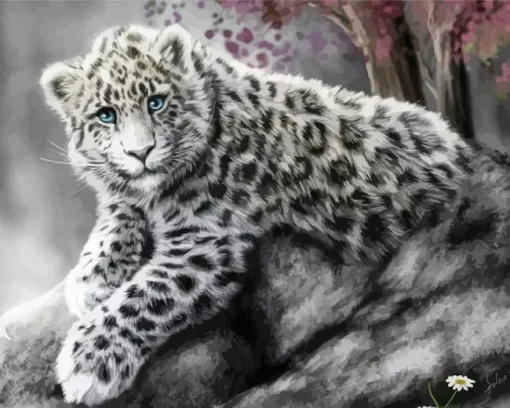 Blue Eyed Snow Leopard Diamond Painting