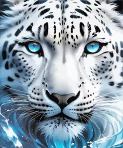 Blue Eyed Snow Leopard Face Diamond Painting