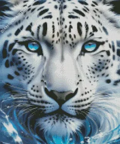 Blue Eyed Snow Leopard Face Diamond Painting