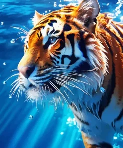 Blue Eyed Tiger Underwater Diamond Painting