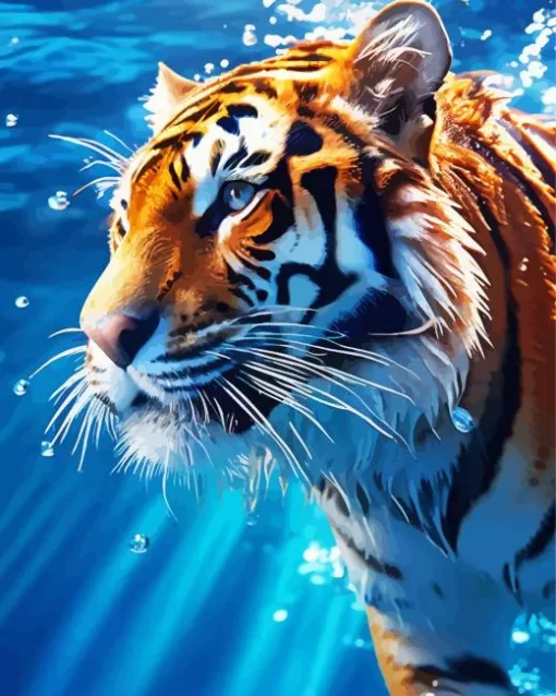 Blue Eyed Tiger Underwater Diamond Painting