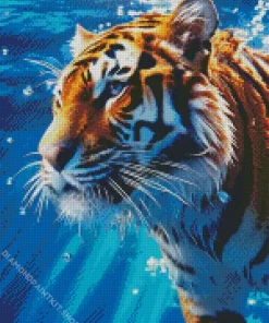 Blue Eyed Tiger Underwater Diamond Painting