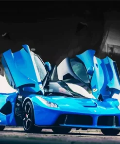 Blue Ferrari Car Diamond Painting