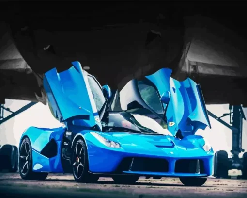 Blue Ferrari Car Diamond Painting