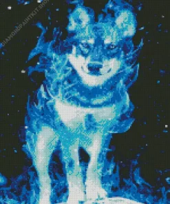 Blue Flame Wolf Diamond Painting