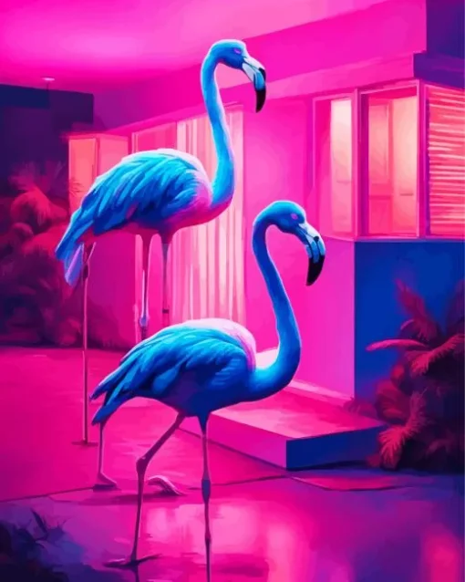 Blue Flamingos Diamond Painting