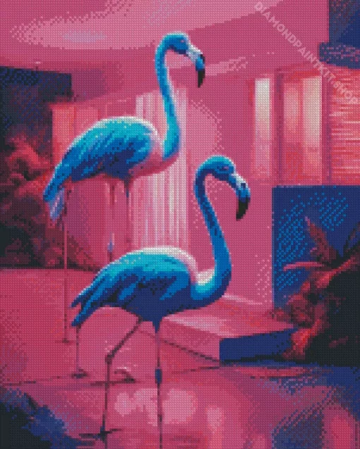 Blue Flamingos Diamond Painting