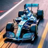 Blue Formula 1 Race Car Diamond Painting